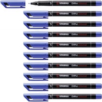 Lot de 10 marqueurs permanents pointe fine 0,4 mm - STABILO - OHPen - Bleu
