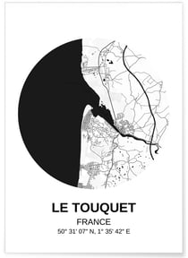 Affiche Carte Le Touquet | A3 : 29,7x42cm