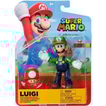 Luigi avec super champignon : figurine super mario 11 cm - figurine nintendo articule - jakks