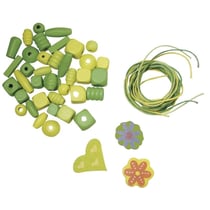 Assortiment Perles en bois: Cocktail, 50 g, vert moyen