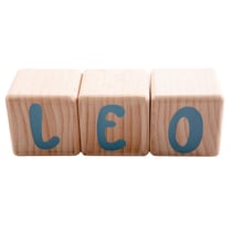 3 cubes bois stickers gris - déco prénom bébé personnalisée