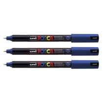 Lot de 3 marqueurs peinture pointe calibrée extra-fine 0,7 mm - POSCA - Bleu Foncé