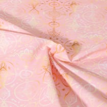 Tissu Coton imprimé Motifs géo dorés sur fond Rose pâle