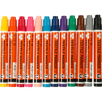 Feutres Textile, trait 2-4 mm, ass. de couleurs, 12 pièces/ 1 Pq.
