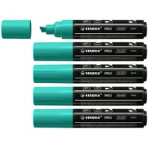 Lot de 5 marqueurs peinture acrylique pointe large biseautée - STABILO FREE acrylic T800C - Vert turquoise