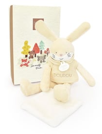 Doudou lapin beige avec mouchoir – sweety – 25 cm - Doudou et Compagnie - Jaune