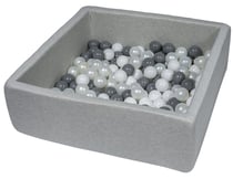Piscine à balles pour enfant, 90x90 cm, Aire de jeu + 150 balles blanc, perle, gris - Velinda