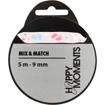 Ruban décoratif, L : 9 mm, rose, 5 m/ 1 rouleau