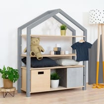 Etagère cabane POLLY - bois gris et naturel