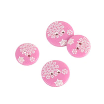Bouton 2 trous flocons rose