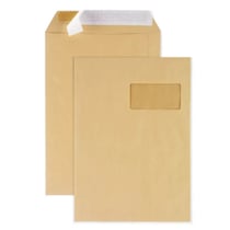 300 pochettes papier kraft avec fenêtre - 22,9 x 32,4 cm