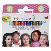 Crayons de maquillage enfant Coul. métalliques 6 pièces