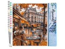 Peinture par Numéro Figured'Art - Pause café en Automne - Kit de Loisir Créatif DIY Numéro d'Art Complet - 40x50cm sans châssis en bois