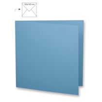 Carte carrée, double,uni, FSC Mix Credit, bleu azur, 150x300mm, 220g / m², 5 pces