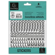 Pochette de lettres adhésives noires A-Z 10 mm - Noir - x 10 - Exacompta