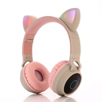 Casque Bluetooth Oreilles De Chat Pliable Avec LED Et Micro Pour Enfants Et Adultes Gris YONIS
