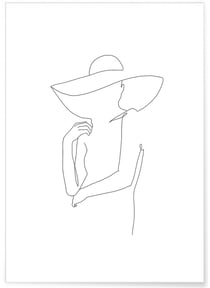 Affiche Line Art Women Hat 2 | A3 : 29,7x42cm