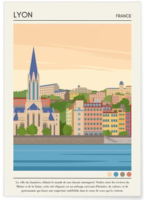 Affiche ville Lyon Vintage | A3 : 29,7x42cm