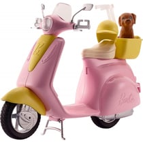Scooter rose barbie et petit chien - mattel - frp56 - moto, accessoires