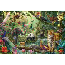 Puzzle faune coloree dans la jungle 100 pieces - animaux sauvages - schmidt - 56485