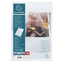 Sachet de 10 pochettes coin avec encoches polypropylène lisse rigide Haute Qualité 20/100e - A4 - Cristal - x 10 - Exacompta