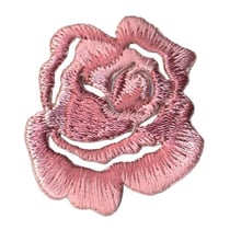 Lot de 3 écussons thermocollants petite rose rose x3.5cm