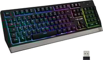THE G-LAB Keyz Tungsten Clavier sans Fil AZERTY FR - Clavier Wireless Ergonomique, Durable, Discret, Batterie Intégrée Longue Durée - Clavier Gamer Rétroéclairé pour PC, PS4, PS5, Xbox One - AZERTY
