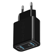 Chargeur Secteur Double USB-A 2.4A Charge Rapide Design Compact Akashi noir