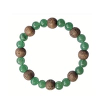 Bracelet Aventurine Verte Perles rondes 8 mm et Perles bois 1 cm - Omsaé
