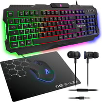 Combo gaming G-Lab Helium - Souris réactive - Clavier rétro éclairé - Ecouteurs intra - Tapis de souris antidérapant - Noir