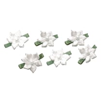 Petite fleur avec perle, 2 cm, vert / blanc, 8 pièces