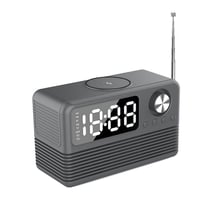 Enceinte Bluetooth 5.3 Rose Radio Réveil LED Chargeur Sans Fil 15W Noir YONIS
