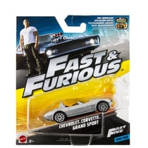 Fast et furious : chevrolet corvette grand sport - vehicule miniature gris - voiture - mattel fcf55