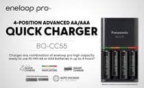 Eneloop Chargeur SmartPlus BQ-CC55 - 1 à 4 Piles AA/AAA Ni-MH, 4 LED