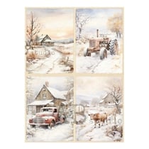 1 feuille de papier de riz 21 x 29,7 cm AB Studio Milky Valley NATURE ENNEIGEE 263