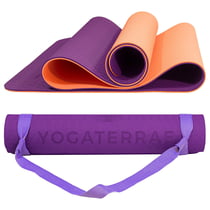 Tapis de Yoga VIOLET CORAIL TPE dim. 183x61x0,6 cm + Sangle de transport et d’étirements en Coton