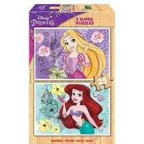 2 puzzles en bois disney princess : raiponce et ariel 2 x 25 pieces - dessin anime - educa - 19288