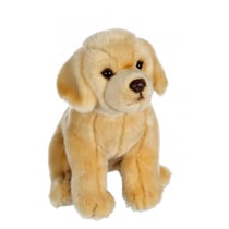 Peluche - Chiens réalistes assis, labrador jaune 25 cm