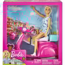 Scooter + poupees barbie + casque - mattel - gbk85