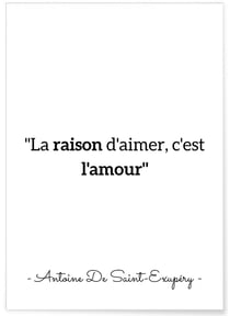 Affiche Antoine Saint-Exupéry : 'La raison d'aimer...' | A3 : 29,7x42cm