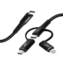 Câble USB-C 3 en 1 Intensité 3A Charge et Synchro Longueur 1m Akashi Noir