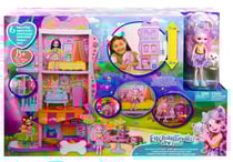 Coffret appartement des enchantimals - maison 3 etages - poupee 15 cm, chiot, accessoires - mattel - hhc18