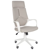 Chaise Bureau Taupe et Blanc en Tissu Siège Pivotant Réglable Bureau Ordinateur Dossier Inclinable