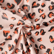 Tissu Imperméable déperlant Saian coeurs Orange sur fond Beige