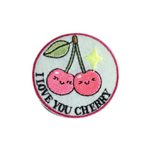Ecusson thermocollant rigolo cerises amoureuses i love you cherry 4,5cm x4,5cm (Lot de 3)