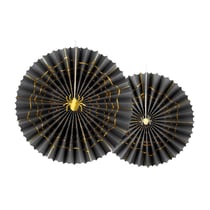 2 Éventails Déco Toile d'Araignée Or