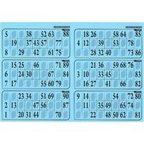 Plaque de 6 grilles de loto rigide 1mm bleu - cartons loto - lotoquine