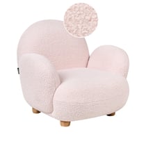 Fauteuil Enfants en Bouclé Rose Rembourré Pieds en Bois Siège Chambre d'Enfant