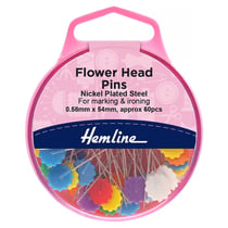 Epingles - Tête en forme de fleur - Assortiment de couleurs - Boîte de 60 unités