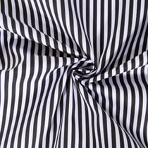 Tissu Popeline de Coton Rayures noires 5 mm sur fond Blanc